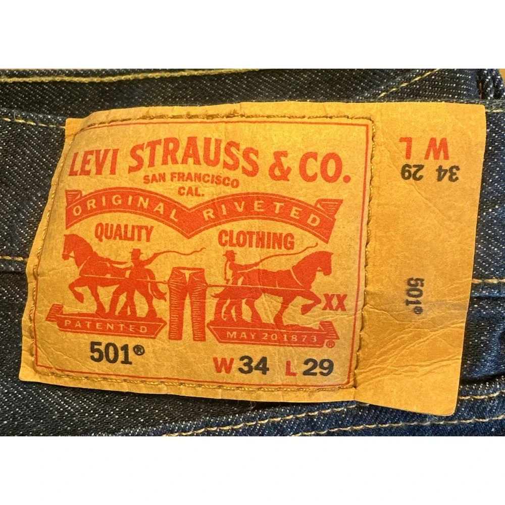 Levi 501 Men's Jeans 34x29 Dark Blue Straight Button Fly The Rose PC9-00501-2331